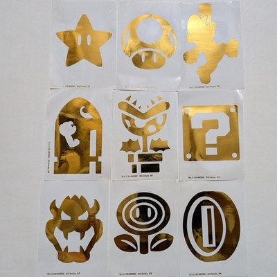 Super Mario Challenge Coin Series Golden Decal Stickers Full Set Of 9