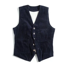 New 2025 Vintage Corduroy Cargo Waistcoat Men's Pocket Single Breasted Vest Coat
