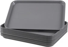 12-Pack Plastic Fast Food Service Trays, Rectangular Cafeteria Tray Beige,grey 