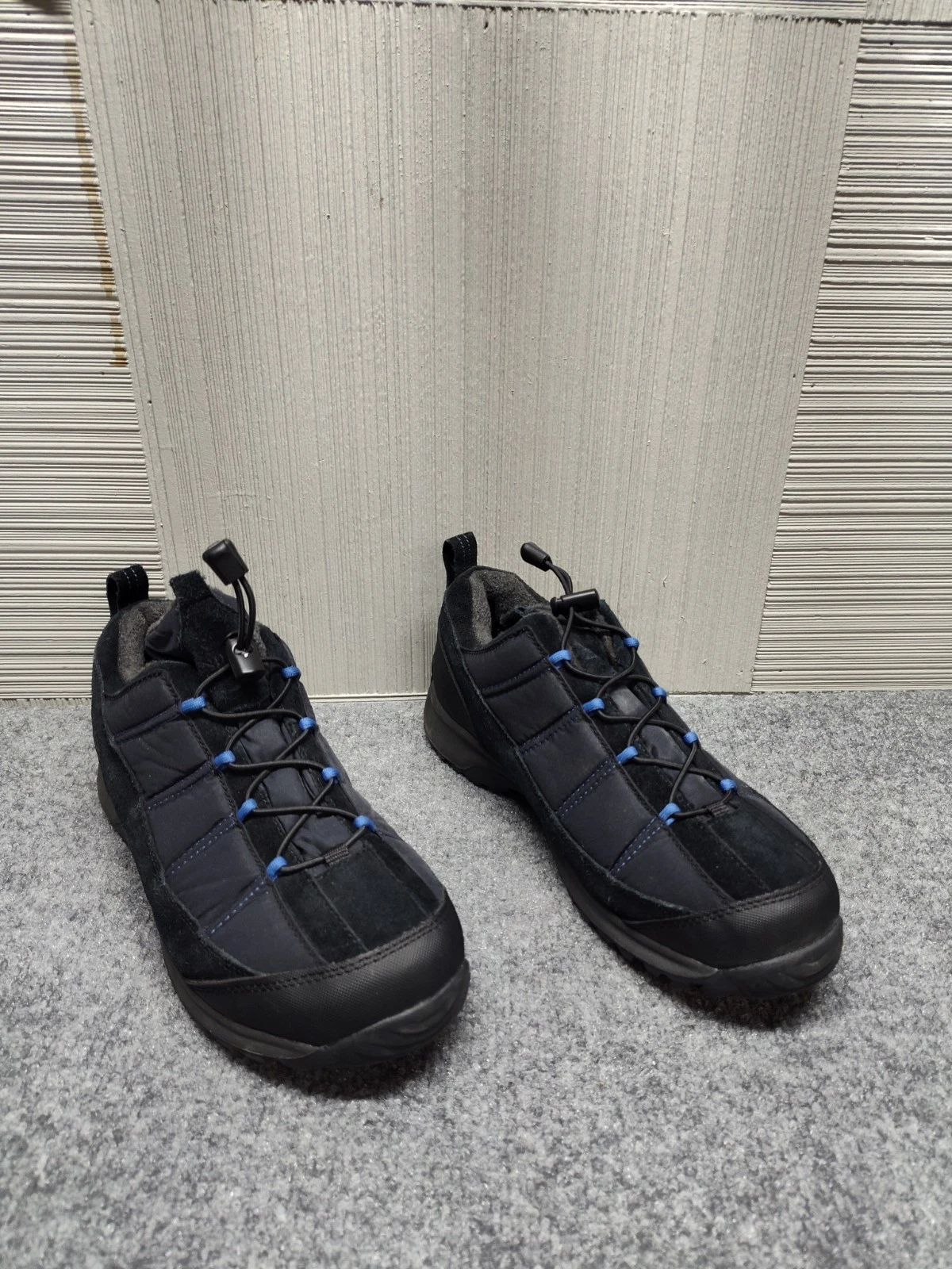 Lands End Men Bootie 10D Black Slip On Insulated Outdoor Quick Lace Waterproof