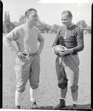 Jim Crowley left coach John Uruze captain of Fordham varsity footb- Old Photo