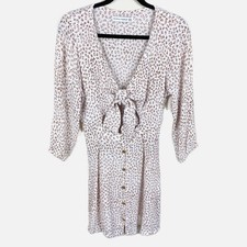 Faithfull the Brand Womens Trinidad Tie Front Cutout Mini Dress Sz 2 Boho Preppy