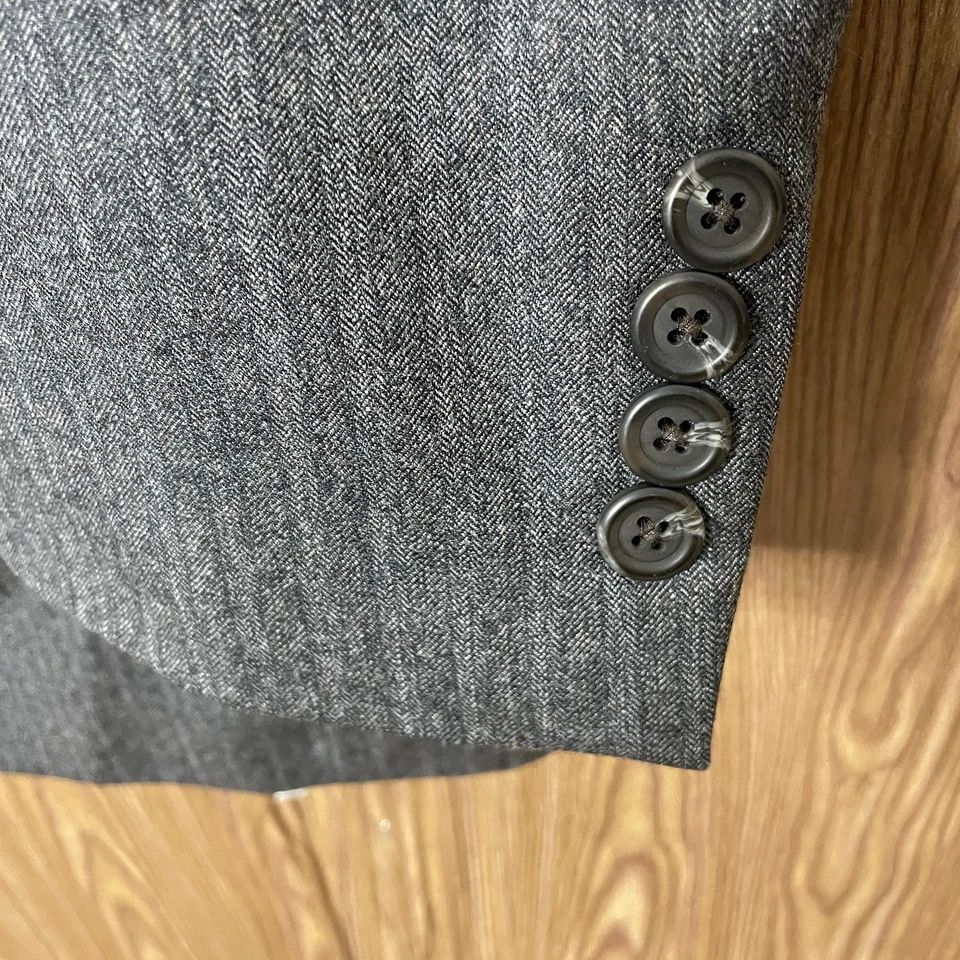 Terno masculino Lauren Ralph Lauren 2 peças 44R 36x29 cinza espinha de peixe lã cashmere - Imagem 4 de 4