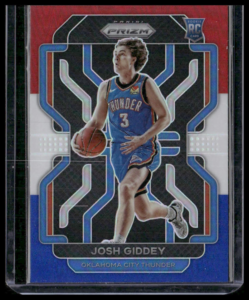 2021-22 Panini Prizm #301 Josh Giddey Red White and Blue