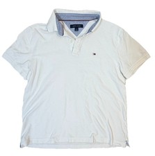 Tommy Hilfiger Polo Shirt Mens Medium White Short Sleeve Classic Pique Solid M