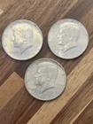 3 1964 Silver Kennedy Half Dollars - Denver Mint - 90% Silver 3 Coins Total!