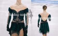 Figure Skating Dress Women's / Girls' Ice Skating Dress green handmade