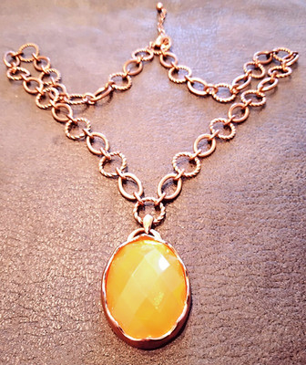 Witch-Owned Smoky Amber 2'' Crystal Pendant   Gold Toned Chain   Gothic Luxury