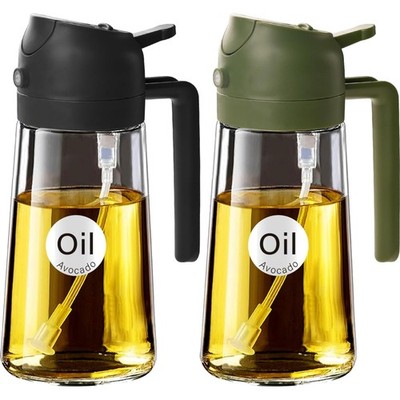 Ölsprüher 2er Set 470ml Glas lebensmittelecht Nachfüllbar Schwarz Olivgrün