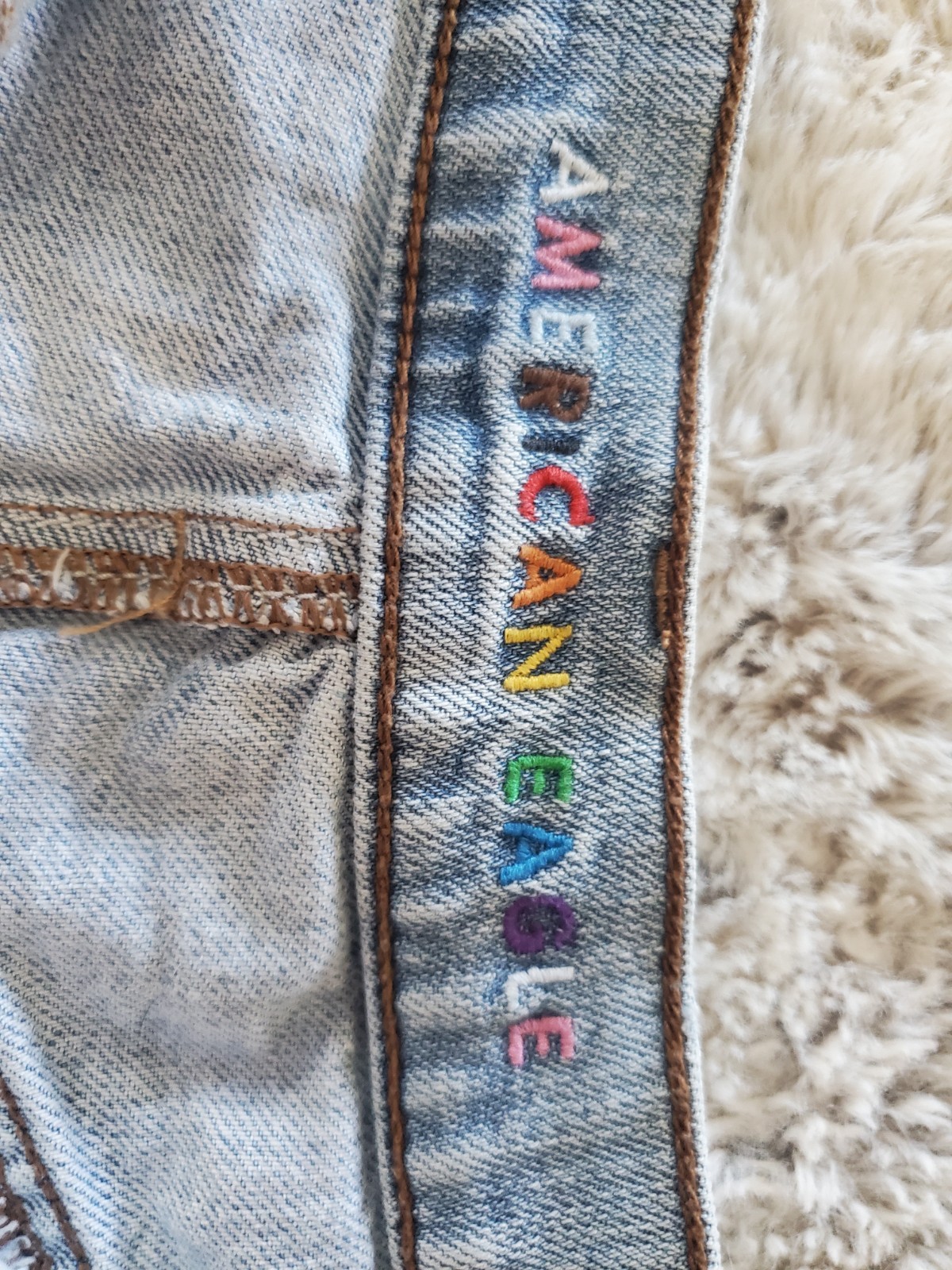 American Eagle Rainbow Patchwork Womens Denim Sho… - image 5