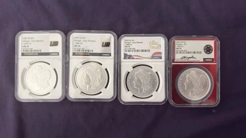 2023 Fiji Morgan Dollar NGC MS70 1879 CC, 1886 CC 1888 CC, 1893 CC