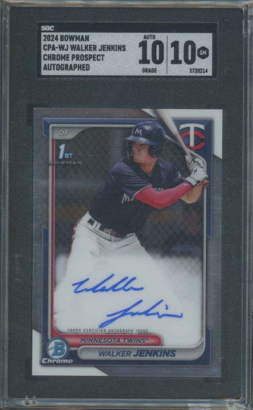 2024 Bowman Baseball Walker Jenkins #CPA-WJ Prospect Chrome Auto SGC 10