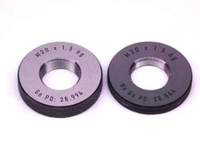 NEW M30 X 1.5 6g SOLID THREAD RING GAGES 30 GO NO GO P.D.'S = 28.994 & 28.844