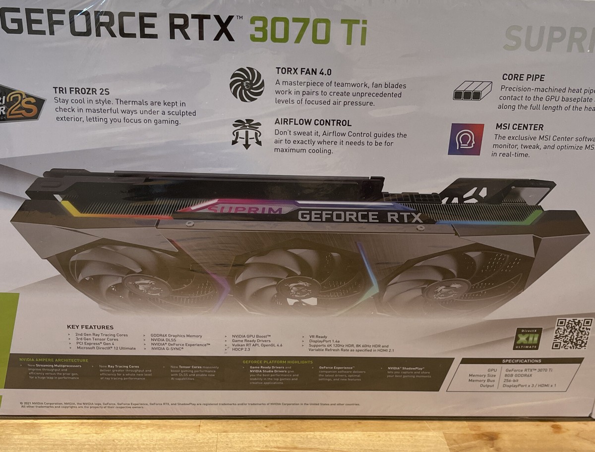 MSI GeForce RTX 3070 TI SUPRIM X 8G Graphics Board VD7700 Tri