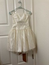 Jessica McClintock Dress Strapless Lace gold Ivory New Years Prom Cocktail sz 1 