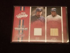 KIRBY PUCKETT BAT & DAVID ORTIZ JERSEY 2005 ABSOLUTE TEAM TANDEMS WORN/USED CARD