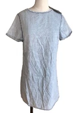 NWT New Look Petite Acid Wash Denim Shirt Dress Light Blue Size UK 8 US 6