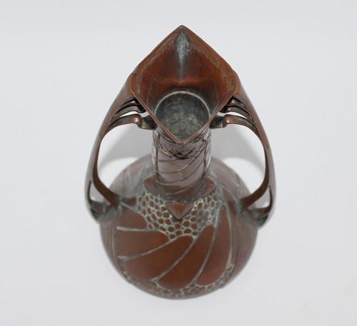CDE JUGENDSTIL KUPFER VASE CARL DEFFNER ESSLINGEN SELTENE ART NOUVEAU HENKELVASE - Bild 12 von 15