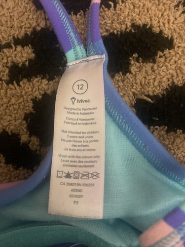 Ivivva Girls Power Y Tank Top Size 12 Pastel Stripe Support Racerback Colorful - Picture 3 of 4