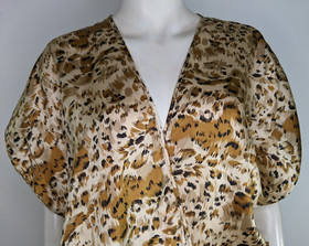 Vintage Robe Leopard Print Satin Kristine Tyler Animal Short Sexy Lingerie Vtg