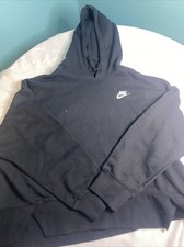 Nike Sweater Womens Xl Black Oversized Crop Top Pullover Hoodie Sweatshirt