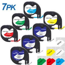 7PK Dymo Letratag Refill 91331 91330 White Plastic Paper Label Tape 12mm LT-100H
