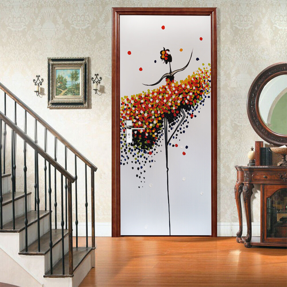 WALL, DOOR STICKER - Rustic Brown Planks 3D Self-adhesive PVC Mural Decals Cover