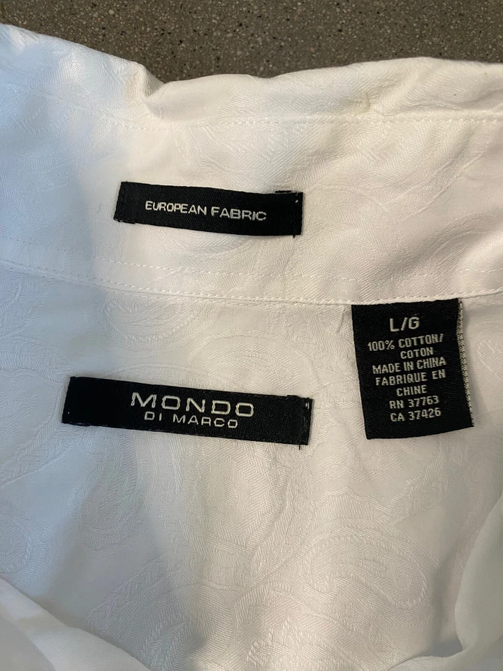 Mondo di Marco Blanco Paisley Botón Delantero Camisa Hombre L Foto 3 de 4
