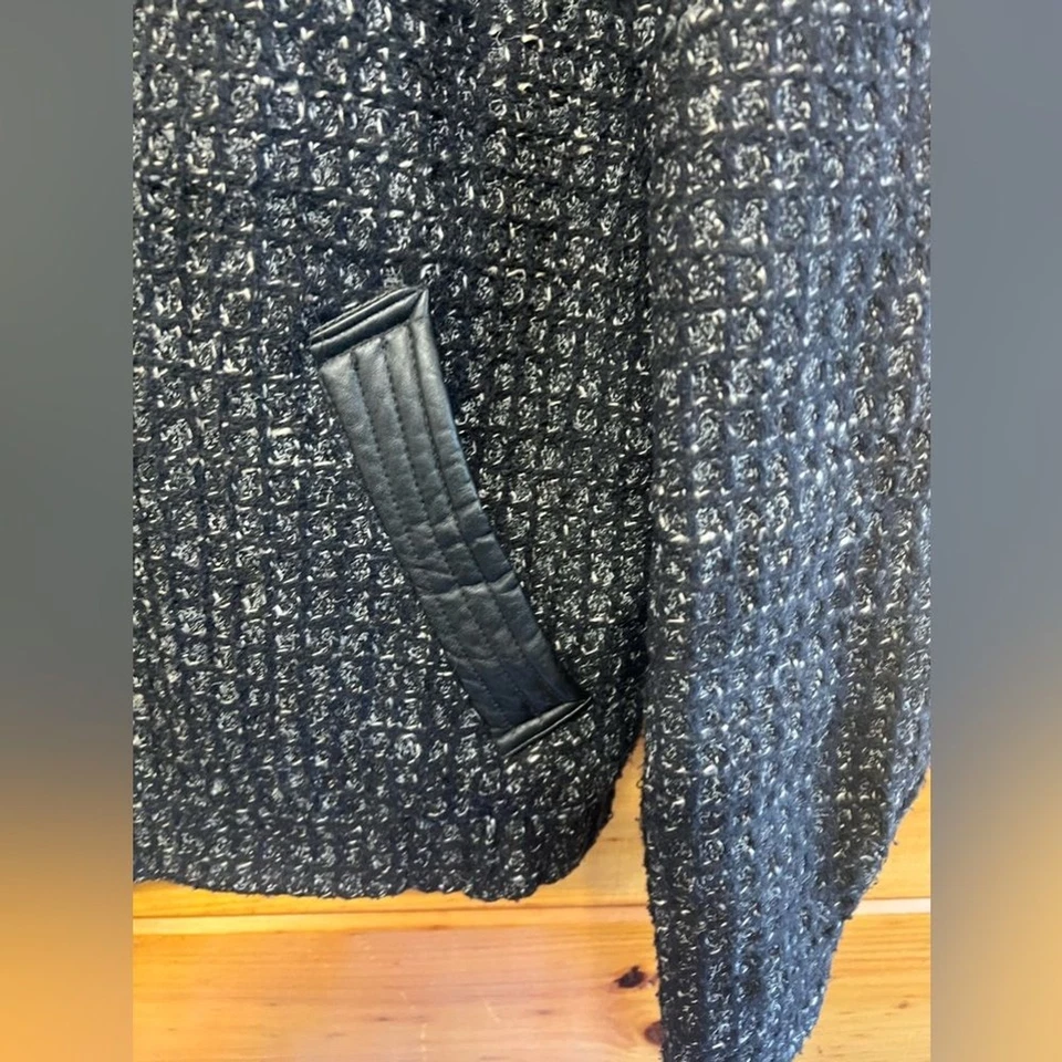 VTG FIDELITY OUTERWEAR Women's Leather Wool Bomber Full Zip Jacket Large - Image 3 of 4