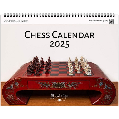 2025 Chess Calendar English Sunday | LT Horizontal | 4890 US & CA - Picture 1 of 8