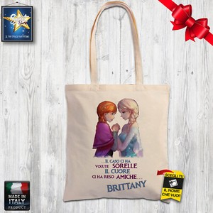 Idee Regalo Natale Amiche.Shopper Borsa Cotone Sorella Idea Regalo Personalizzata Nome Frozen Natale Amica Ebay