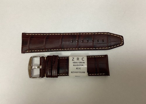 Bracelet De Montre ZRC Cuir Grain Alligator Marron - 20 Mm - Neuf Avec étiquettes