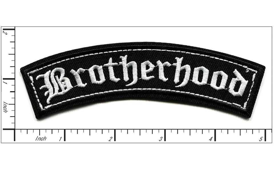 Brotherhood Rocker Patch Brotherhood Embroidered Iron On Patch - Gothic Font, Biker Club Vest ...