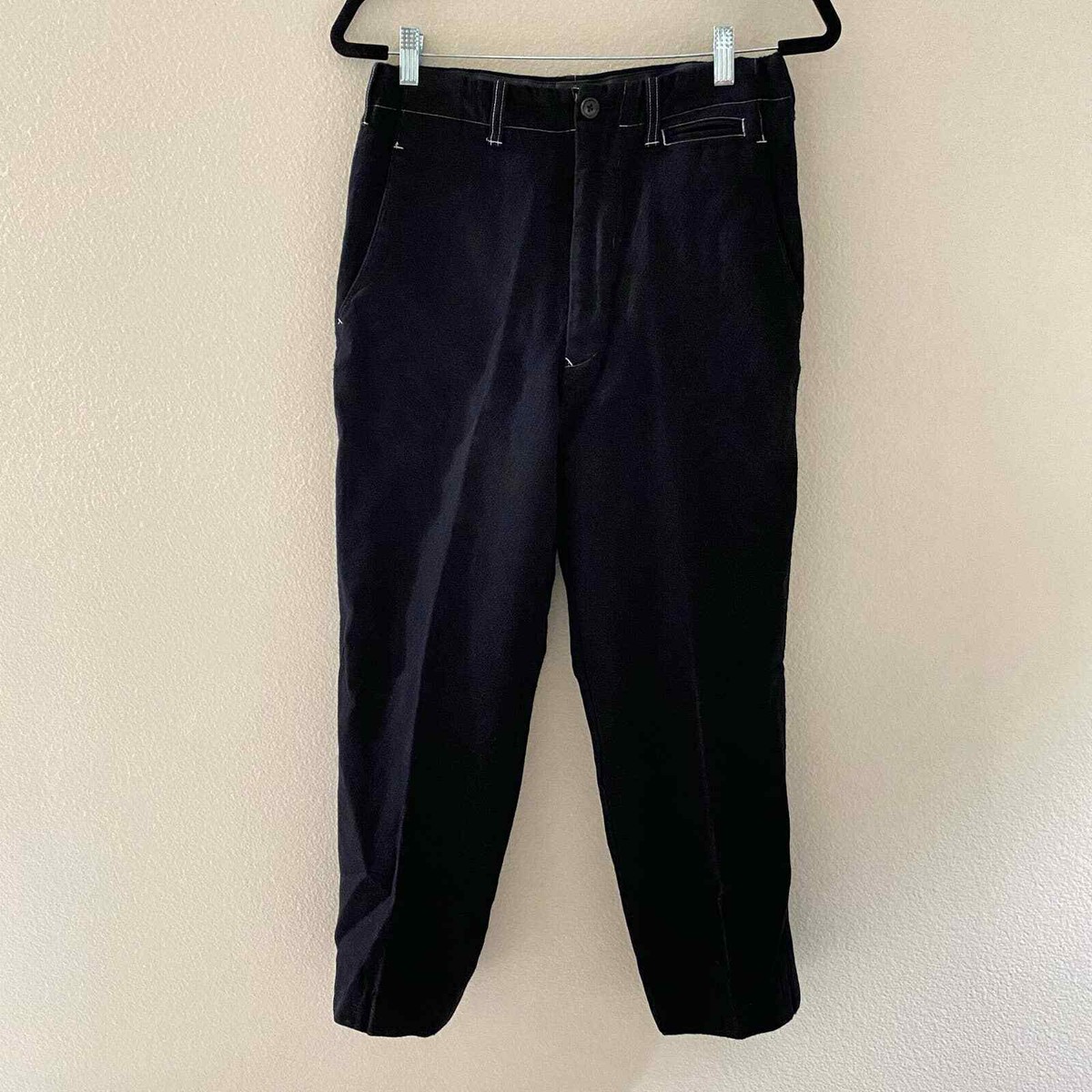 パンツ YOHJI YAMAMOTO WOOL NYLON THICK PANTS WOOL/POLYESTER TROPICAL ETHNIC DETAIL HIGH WAIST PANTS – THE