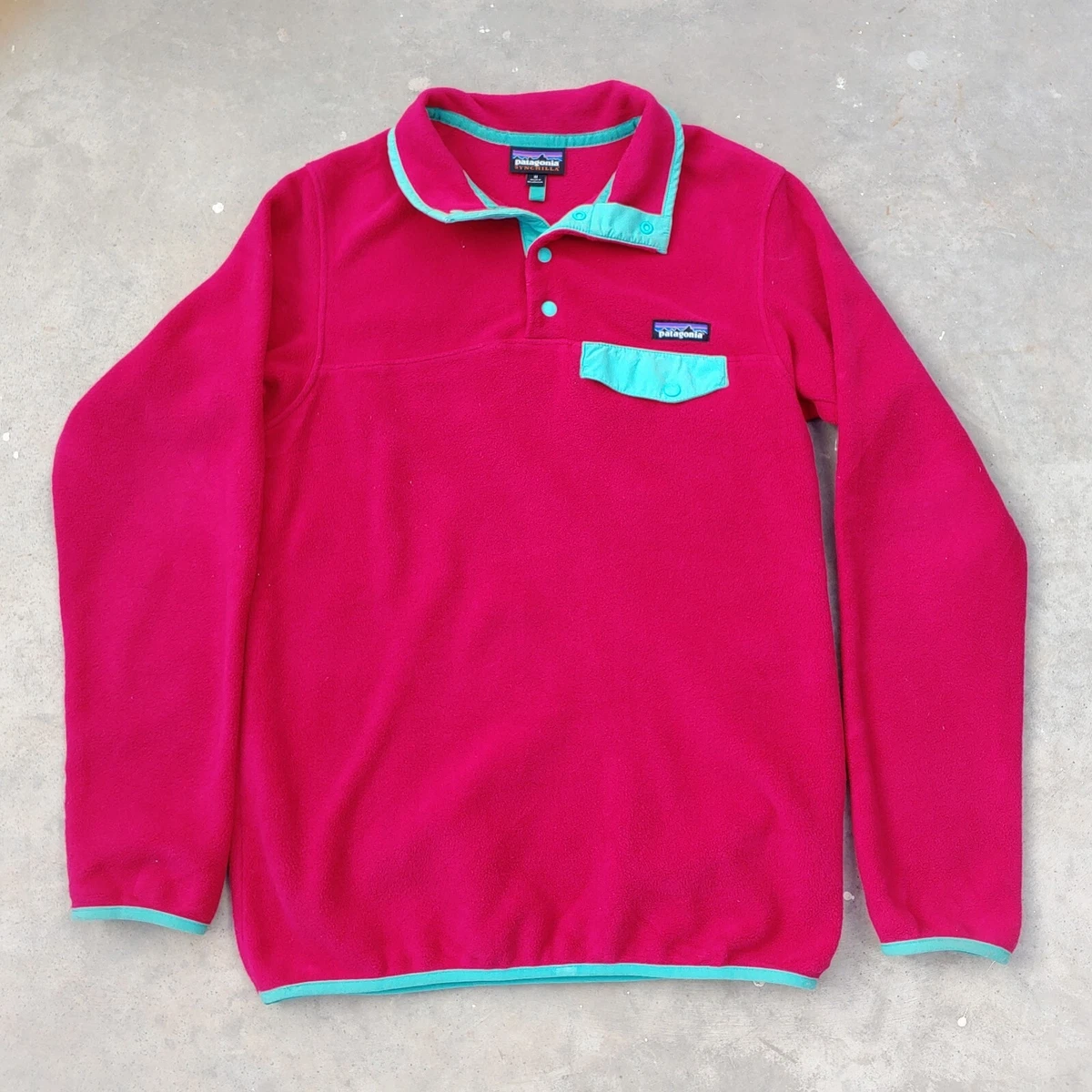 Patagonia Synchilla Snap T Fleece Size M Hot Pink Mint Piping