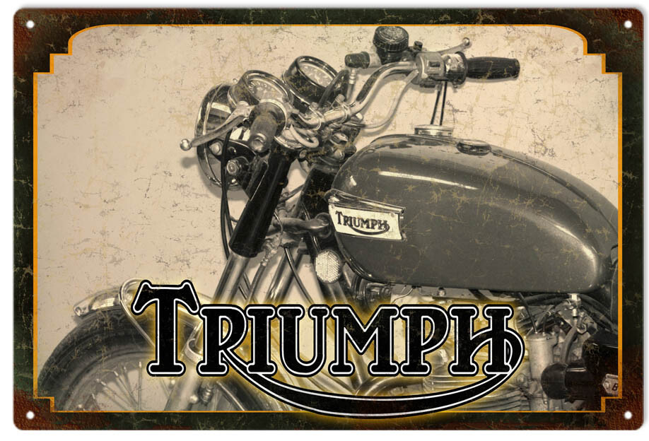 Vintage Style Metal Sign Triumph Motorcycle 12x18 | eBay