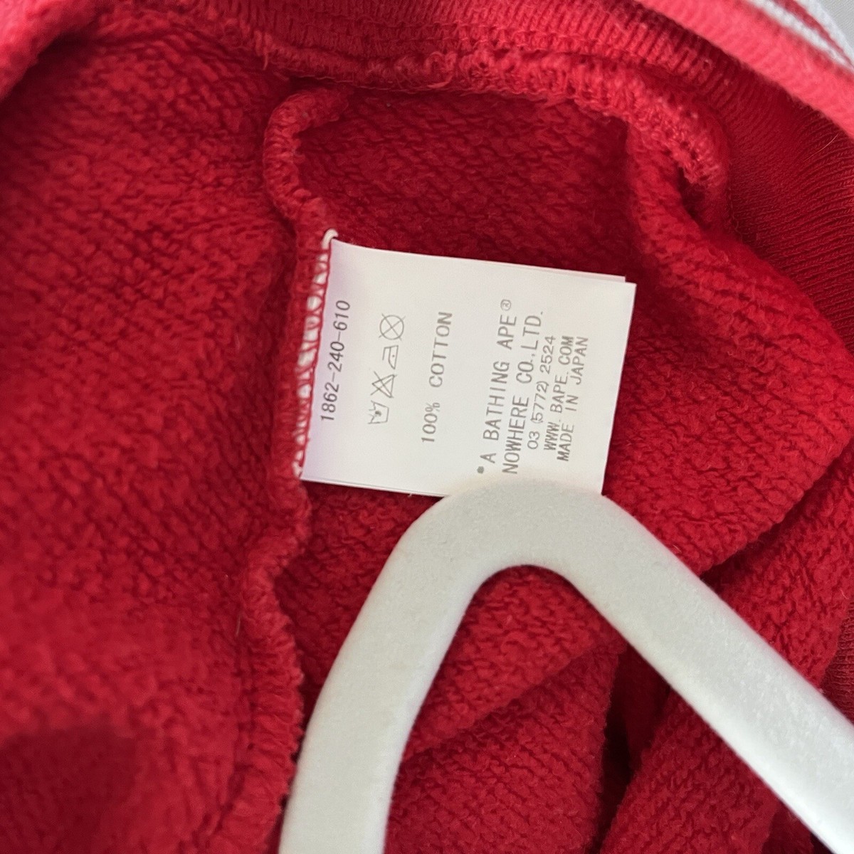 BAPE sz XS Baby Milo Red Baseball Jacket White Sleeves
