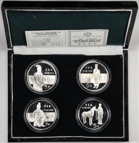 CHINA "TERRACOTTA WARRIORS" 1984 5 YUAN SILVER PROOF COINS, WITH C.O.A. & BOX