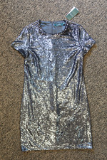 295 Lauren Ralph Lauren Sequin Cocktail Dress - Size 2 - Metallic Polo Black