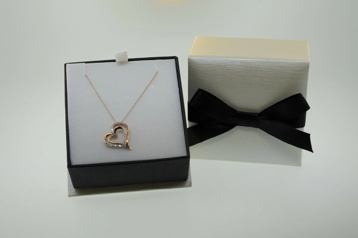 Jared s JWBR 10k Rose Gold Diamond Heart Pendant Necklace eBay