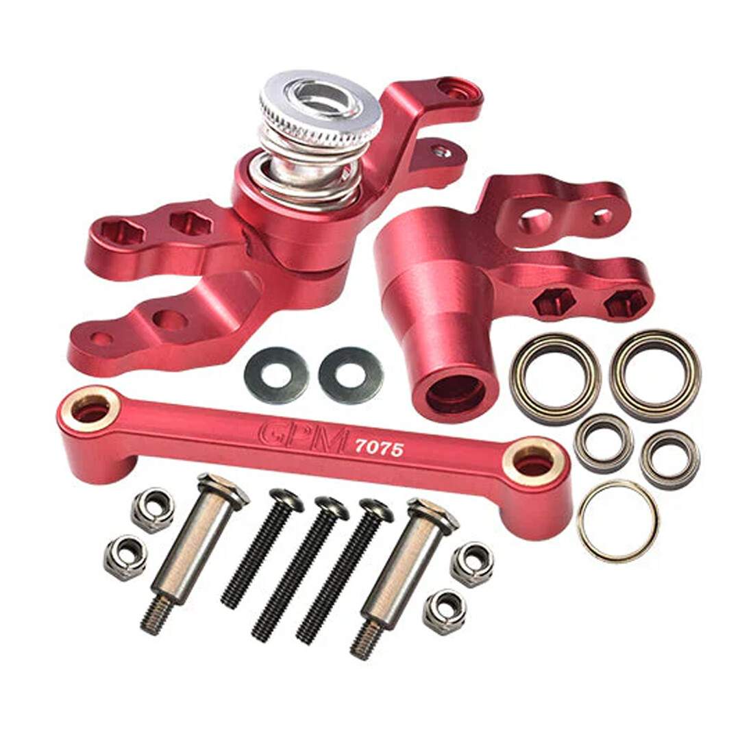 MXXA☺︎ GPM Aluminum 7075-T6 Front Steering Assembly Red for 1/10