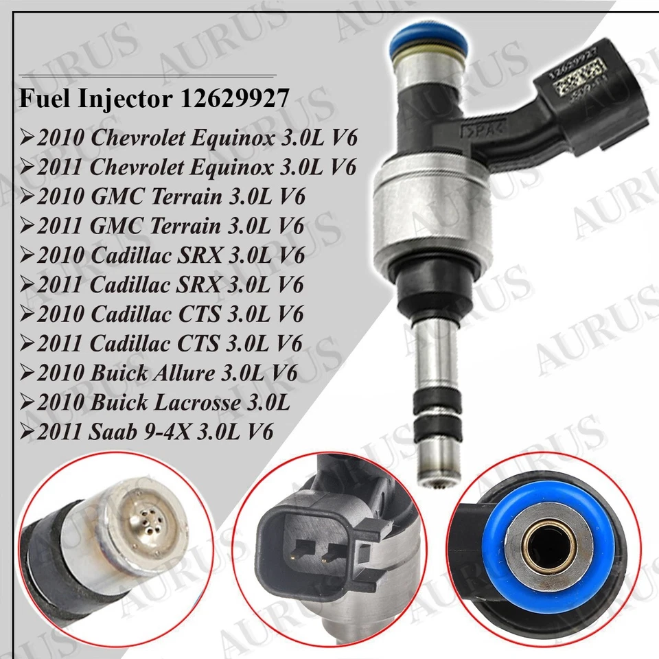 x6 OEM ACDelco Fuel Injectors for 2010 11 Buick Chevrolet GMC SAAB Cadillac 3.0L - Image 2 of 4