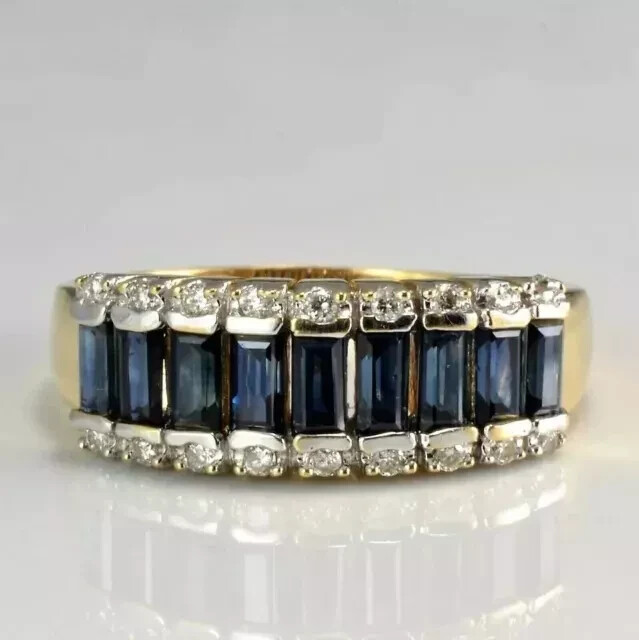Ct Baguette Cut Lab Created Sapphire Wedding Band Ring 14K Yellow Gold  Plated