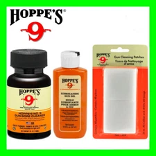Hoppe's #9 Gun Cleaning Kit Bore Solvent, Lubricating Oil & .38-.45 Patches 40ct