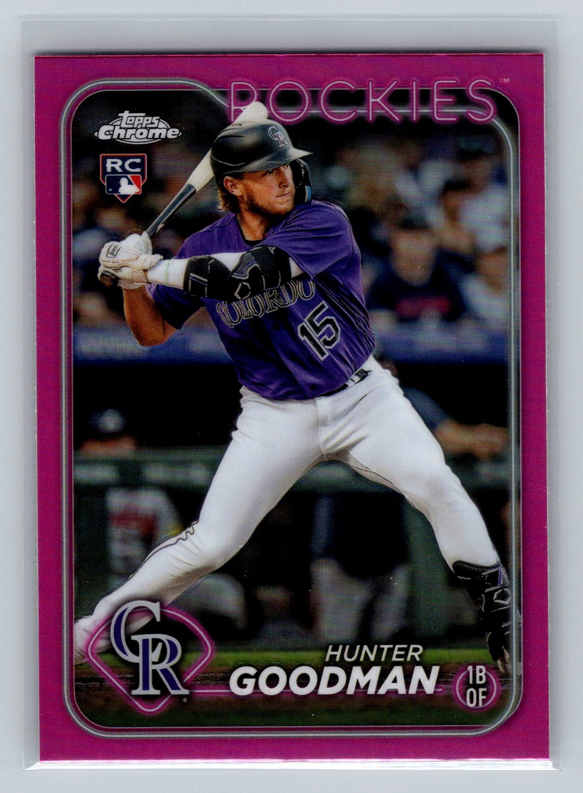 2024 Topps Chrome Hunter Goodman #99 Pink Refractor Rockies