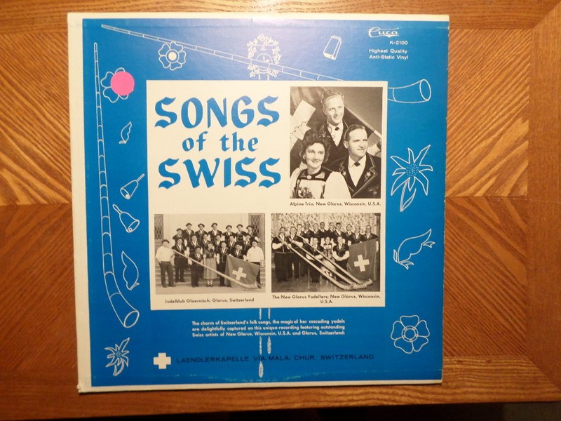 CUCA LP RECORD K 2100/songs of the swiss/ALPINE TRIO,NEW GLARUS YODELLERS/ EX