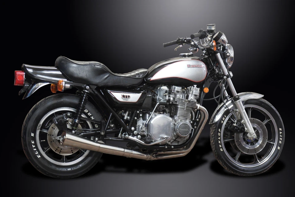 Silenciador megáfono clásico de acero inoxidable 4-1 escape completo Kawasaki KZ1000 LTD 79-80 Foto 3 de 4