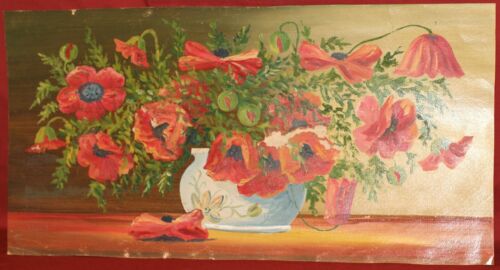 Antique original oil painting still life with vase - Picture 4 of 18