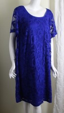 Ronni Nicole Sz 2X Cobalt Beautiful Blue Floral Lace Dress Lined