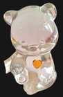 VTG Fenton Glass Birthstone Bear November Amber Topaz Heart Figurine With Tag